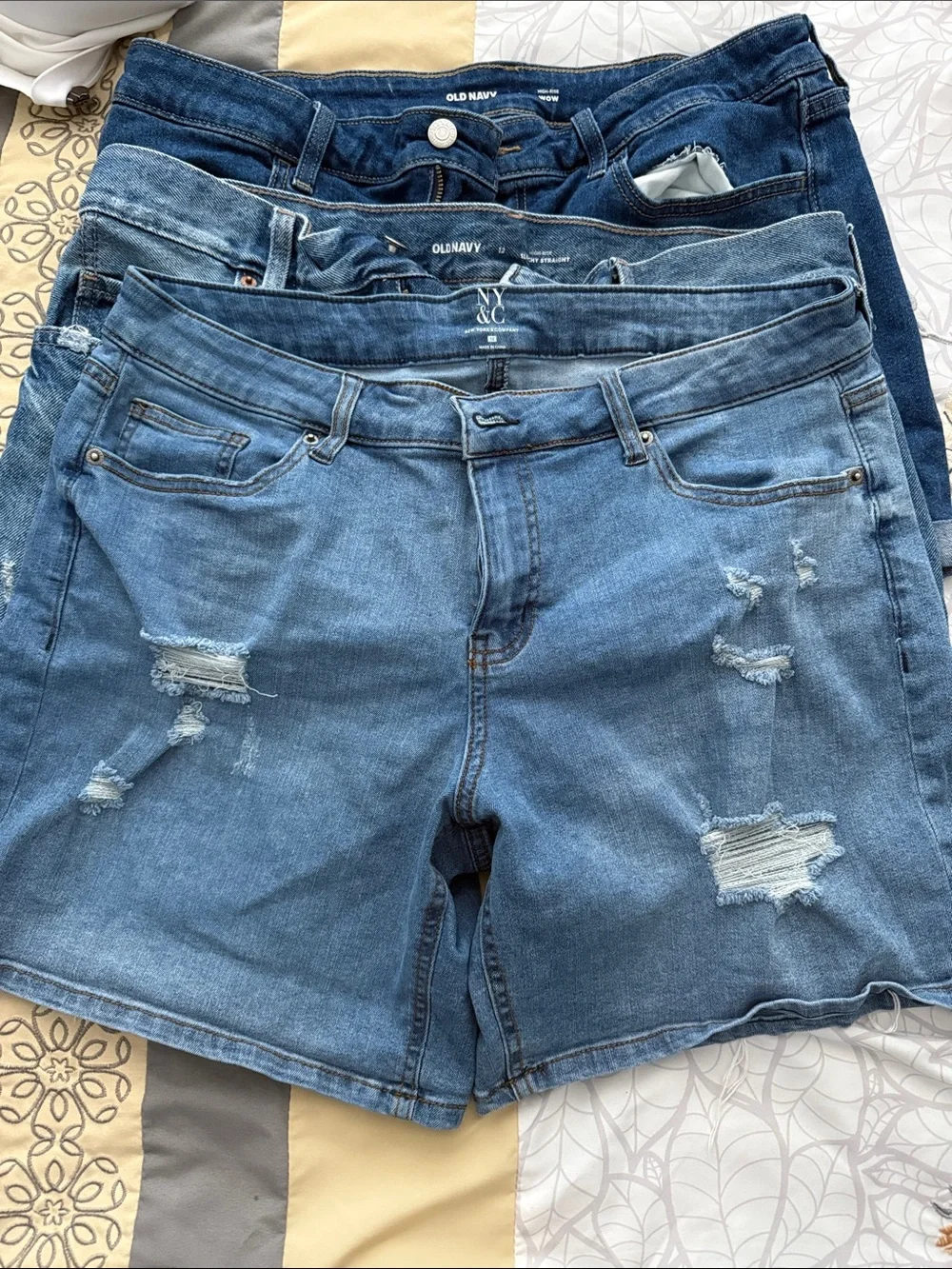 Denim Shorts Trio - Distressed Blue Jean Shorts- High waisted!